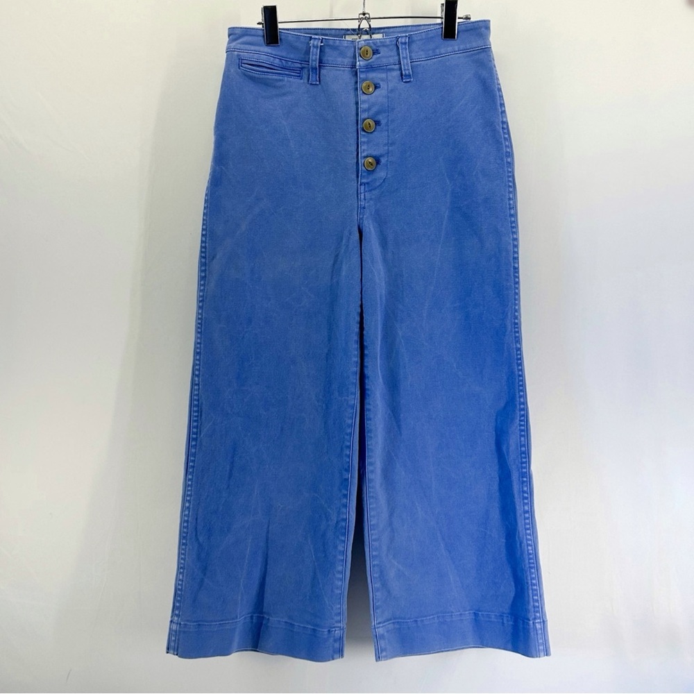 Madewell Wide-Leg Button-Front Pants in Cornflower Blue